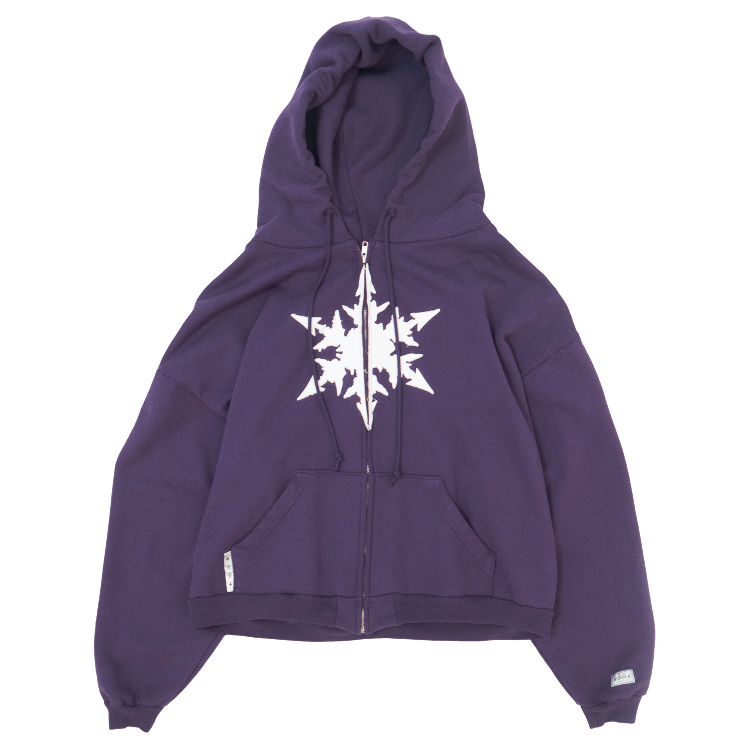 PURPLE SNOW FLAKE APPLIQUÉ ZIP HOODIE