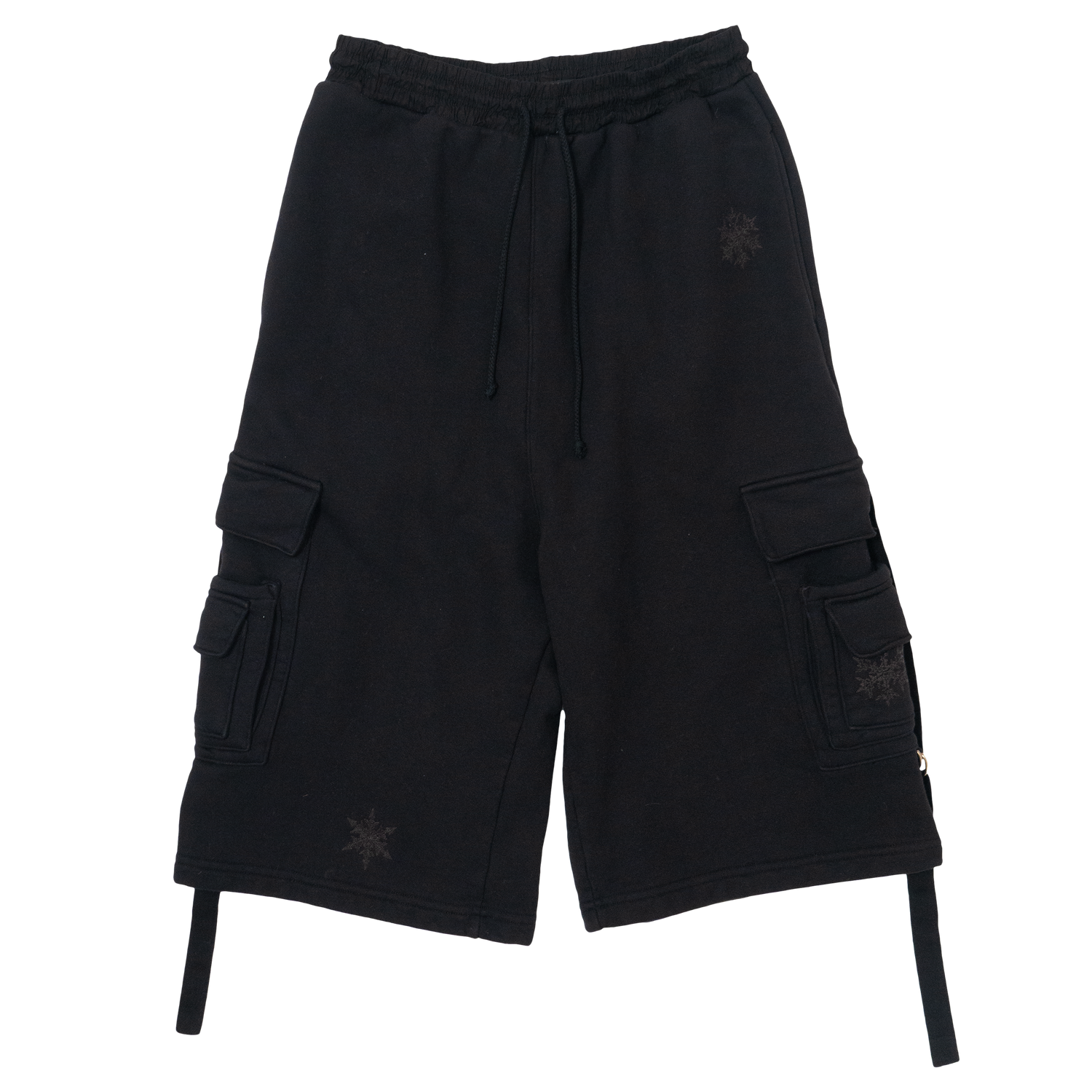 BLACK NIRVANA TERRY CARGO SHORTS