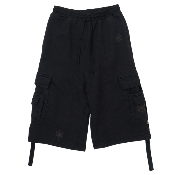 BLACK NIRVANA TERRY CARGO SHORTS